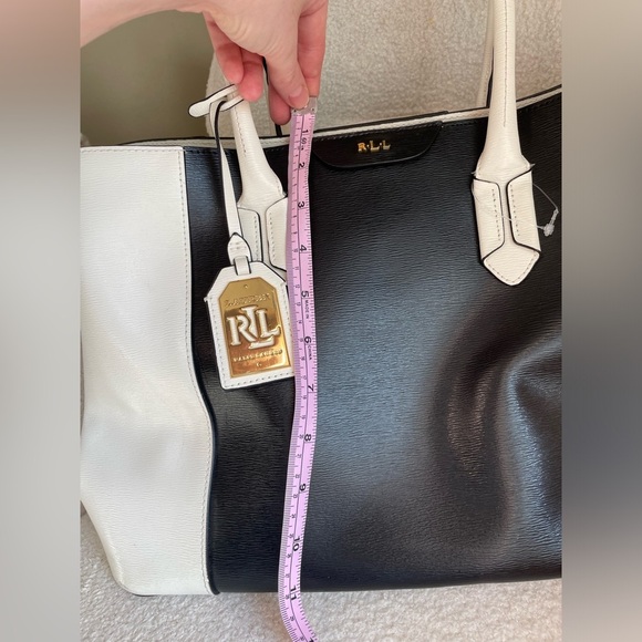 Lauren Ralph Lauren Black and white large leather Tote NWOT - Picture 4 of 10